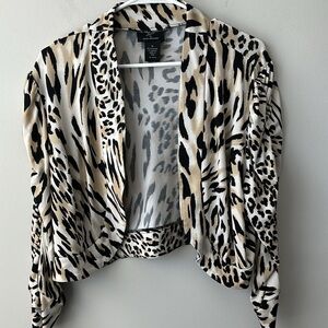 Lennie for Nina Leonard animal print cardigan women size XL